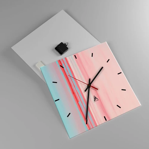 Reloj de pared - Reloj de vidrio - Abstracción al amanecer - 40x40 cm