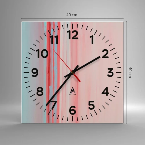 Reloj de pared - Reloj de vidrio - Abstracción al amanecer - 40x40 cm