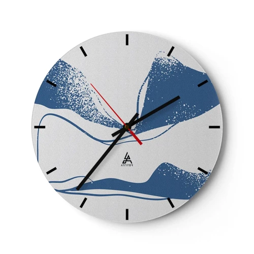 Reloj de pared - Reloj de vidrio - Abstracción con alas - 30x30 cm