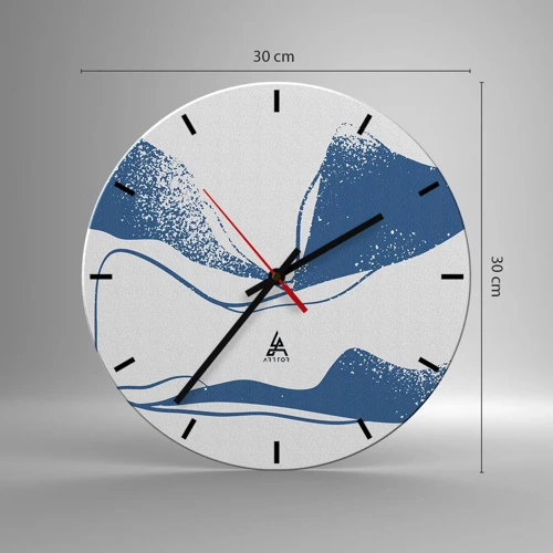 Reloj de pared - Reloj de vidrio - Abstracción con alas - 30x30 cm