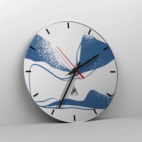 Reloj de pared - Reloj de vidrio - Abstracción con alas - 30x30 cm