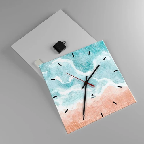 Reloj de pared - Reloj de vidrio - Abstracción de nubes - 40x40 cm