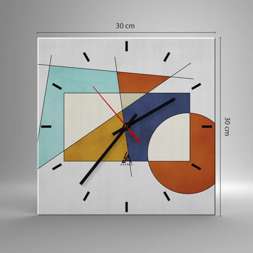 Reloj de pared - Reloj de vidrio - Abstracción: diversión modernista - 30x30 cm