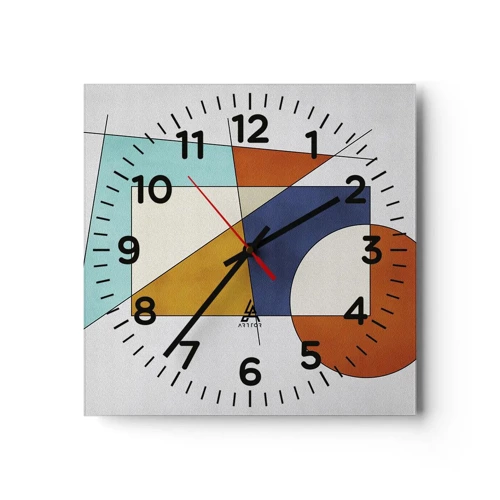 Reloj de pared - Reloj de vidrio - Abstracción: diversión modernista - 30x30 cm
