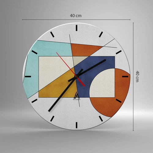 Reloj de pared - Reloj de vidrio - Abstracción: diversión modernista - 40x40 cm