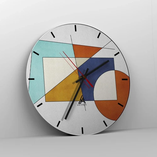 Reloj de pared - Reloj de vidrio - Abstracción: diversión modernista - 40x40 cm