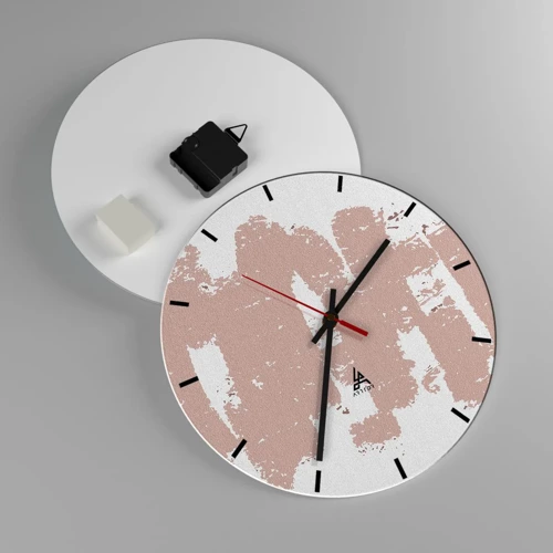 Reloj de pared - Reloj de vidrio - Abstracción en rosa suave - 30x30 cm