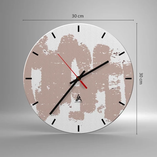 Reloj de pared - Reloj de vidrio - Abstracción en rosa suave - 30x30 cm