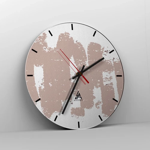 Reloj de pared - Reloj de vidrio - Abstracción en rosa suave - 30x30 cm