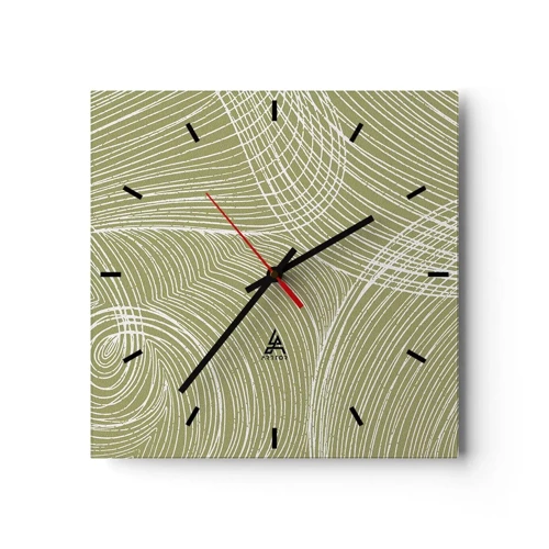 Reloj de pared - Reloj de vidrio - Abstracción intrincada en blanco - 30x30 cm