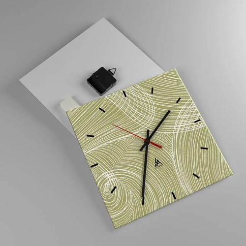 Reloj de pared - Reloj de vidrio - Abstracción intrincada en blanco - 30x30 cm