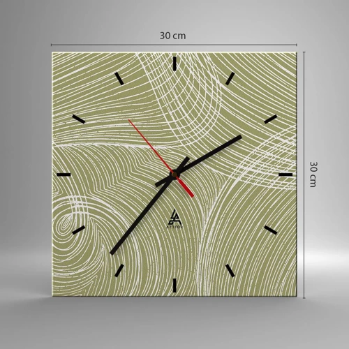 Reloj de pared - Reloj de vidrio - Abstracción intrincada en blanco - 30x30 cm