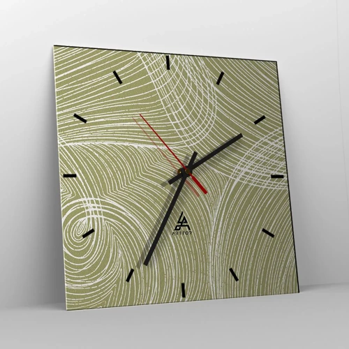 Reloj de pared - Reloj de vidrio - Abstracción intrincada en blanco - 30x30 cm