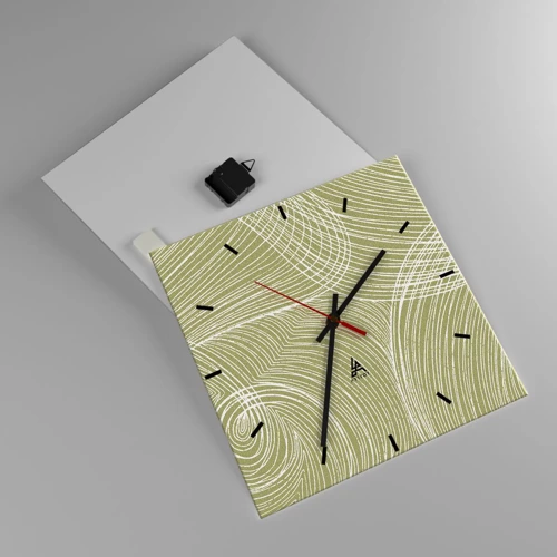 Reloj de pared - Reloj de vidrio - Abstracción intrincada en blanco - 40x40 cm