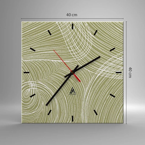 Reloj de pared - Reloj de vidrio - Abstracción intrincada en blanco - 40x40 cm