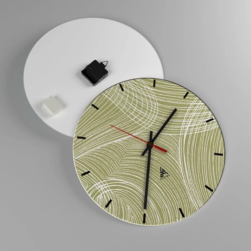 Reloj de pared - Reloj de vidrio - Abstracción intrincada en blanco - 40x40 cm
