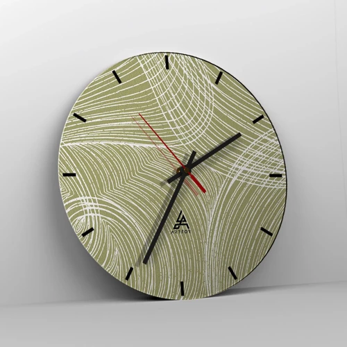 Reloj de pared - Reloj de vidrio - Abstracción intrincada en blanco - 40x40 cm