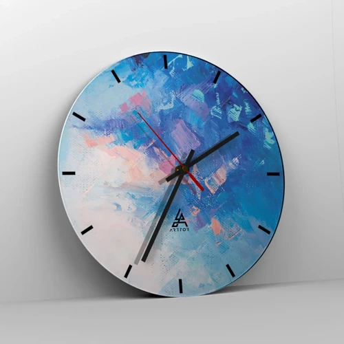 Reloj de pared - Reloj de vidrio - Abstracción invernal - 30x30 cm