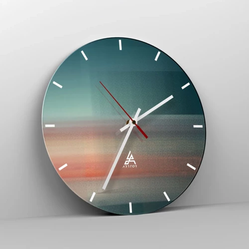 Reloj de pared - Reloj de vidrio - Abstracción: ondas de luz - 40x40 cm