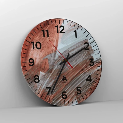 Reloj de pared - Reloj de vidrio - Abstracción otoñal y ventosa - 30x30 cm