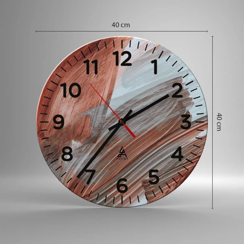 Reloj de pared - Reloj de vidrio - Abstracción otoñal y ventosa - 40x40 cm