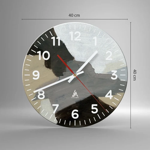 Reloj de pared - Reloj de vidrio - Abstracción: partes del gris - 40x40 cm
