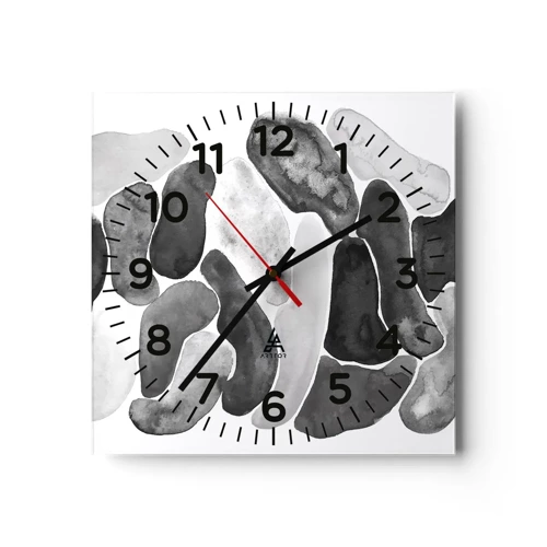Reloj de pared - Reloj de vidrio - Abstracción pétrea - 30x30 cm
