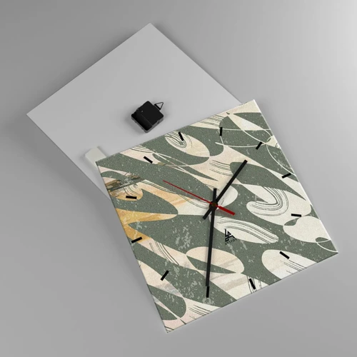 Reloj de pared - Reloj de vidrio - Abstracción rítmica - 40x40 cm