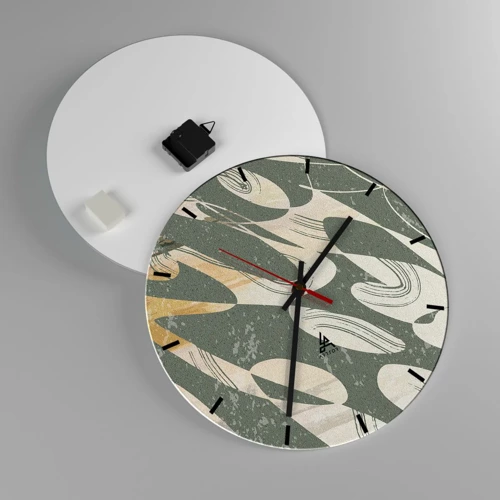 Reloj de pared - Reloj de vidrio - Abstracción rítmica - 40x40 cm