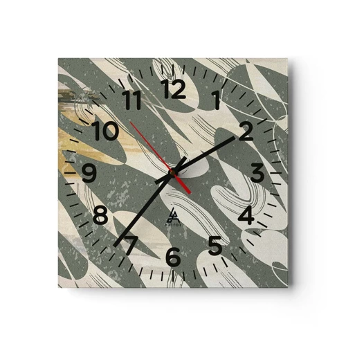 Reloj de pared - Reloj de vidrio - Abstracción rítmica - 40x40 cm
