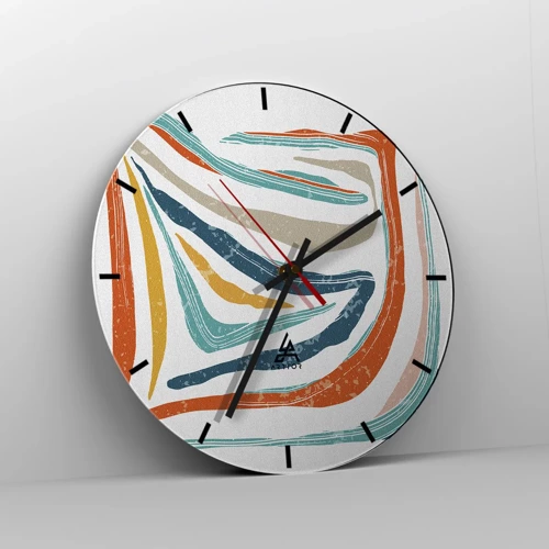 Reloj de pared - Reloj de vidrio - Abstracción sonriente y amistosa - 30x30 cm