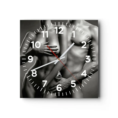 Reloj de pared - Reloj de vidrio - Adán y Eva - 30x30 cm