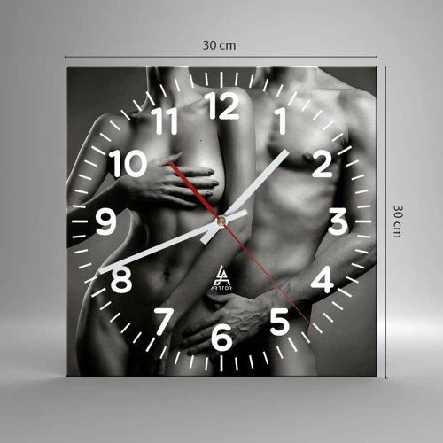 Reloj de pared - Reloj de vidrio - Adán y Eva - 30x30 cm