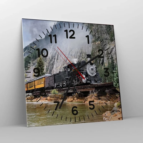 Reloj de pared - Reloj de vidrio - ¿Adónde me llevas? - 30x30 cm