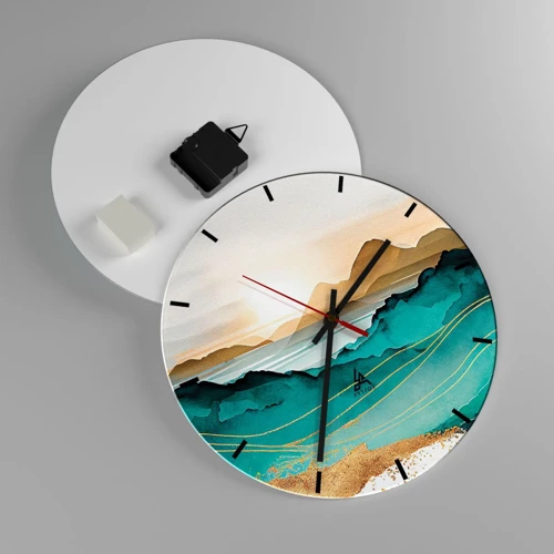 Reloj de pared - Reloj de vidrio - Al borde de la abstracción - paisaje - 30x30 cm