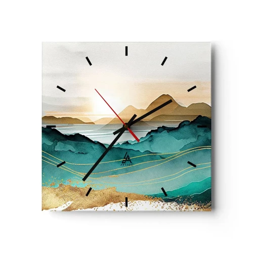 Reloj de pared - Reloj de vidrio - Al borde de la abstracción - paisaje - 40x40 cm