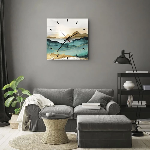 Reloj de pared - Reloj de vidrio - Al borde de la abstracción - paisaje - 40x40 cm