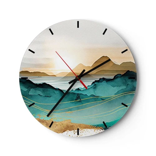 Reloj de pared - Reloj de vidrio - Al borde de la abstracción - paisaje - 40x40 cm