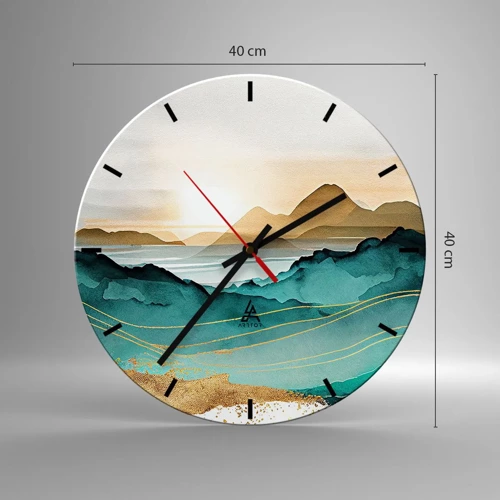 Reloj de pared - Reloj de vidrio - Al borde de la abstracción - paisaje - 40x40 cm