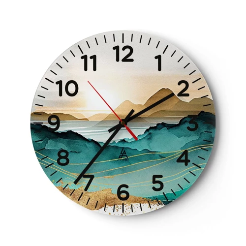 Reloj de pared - Reloj de vidrio - Al borde de la abstracción - paisaje - 40x40 cm