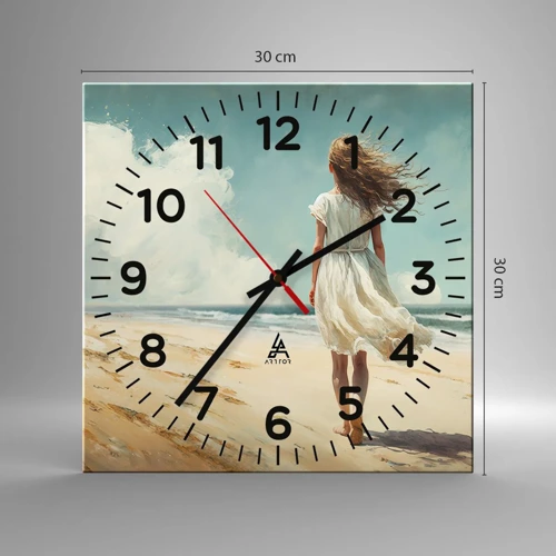 Reloj de pared - Reloj de vidrio - Al encuentro del sol y del viento - 30x30 cm
