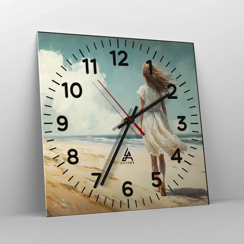 Reloj de pared - Reloj de vidrio - Al encuentro del sol y del viento - 40x40 cm