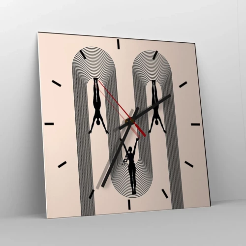 Reloj de pared - Reloj de vidrio - Al revés, o no - 40x40 cm