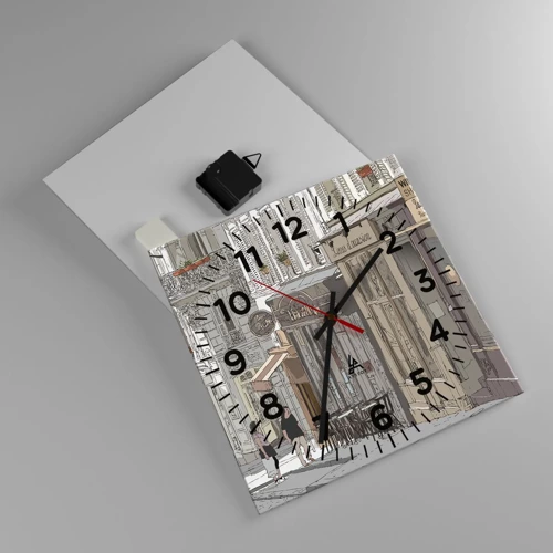Reloj de pared - Reloj de vidrio - Alegrías urbanas - 30x30 cm
