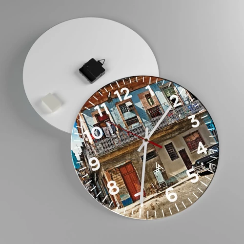 Reloj de pared - Reloj de vidrio - Ambiente hawaiano - 40x40 cm