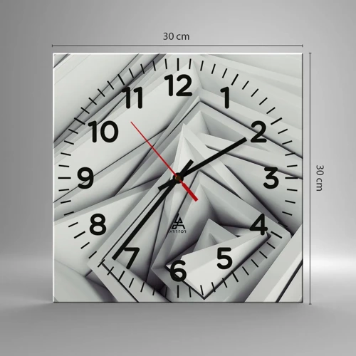 Reloj de pared - Reloj de vidrio - Ángulos afilados - 30x30 cm