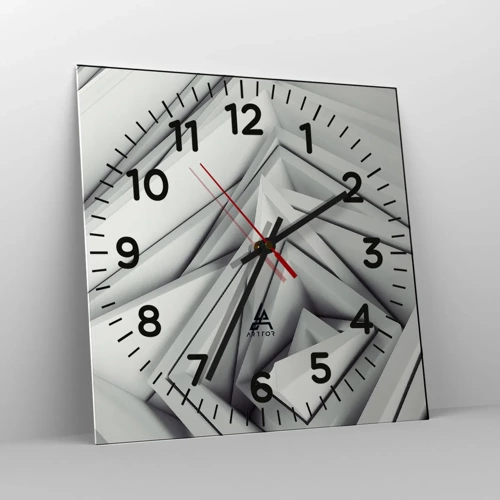 Reloj de pared - Reloj de vidrio - Ángulos afilados - 30x30 cm