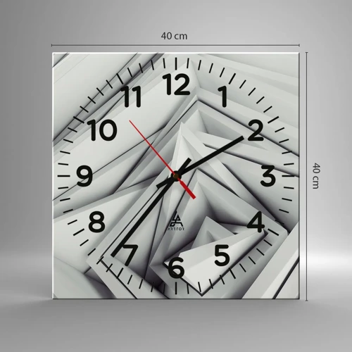 Reloj de pared - Reloj de vidrio - Ángulos afilados - 40x40 cm