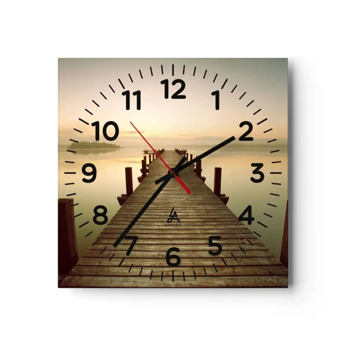 Reloj de pared - Reloj de vidrio - Antes del amanecer, al amanecer, la luz - 30x30 cm