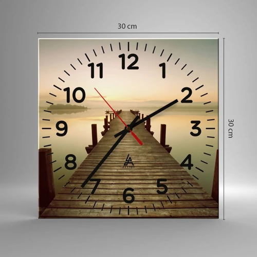 Reloj de pared - Reloj de vidrio - Antes del amanecer, al amanecer, la luz - 30x30 cm